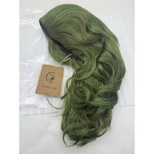 Green w/Brown Highlight Wavy Wig For Costume, Cosplay, Fashion Wig synthetic 14"